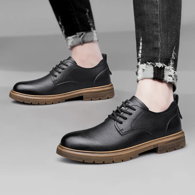 handmade men's shoes business casual leather shoes breathable soft sole comfortable classic lace-up men's shoes