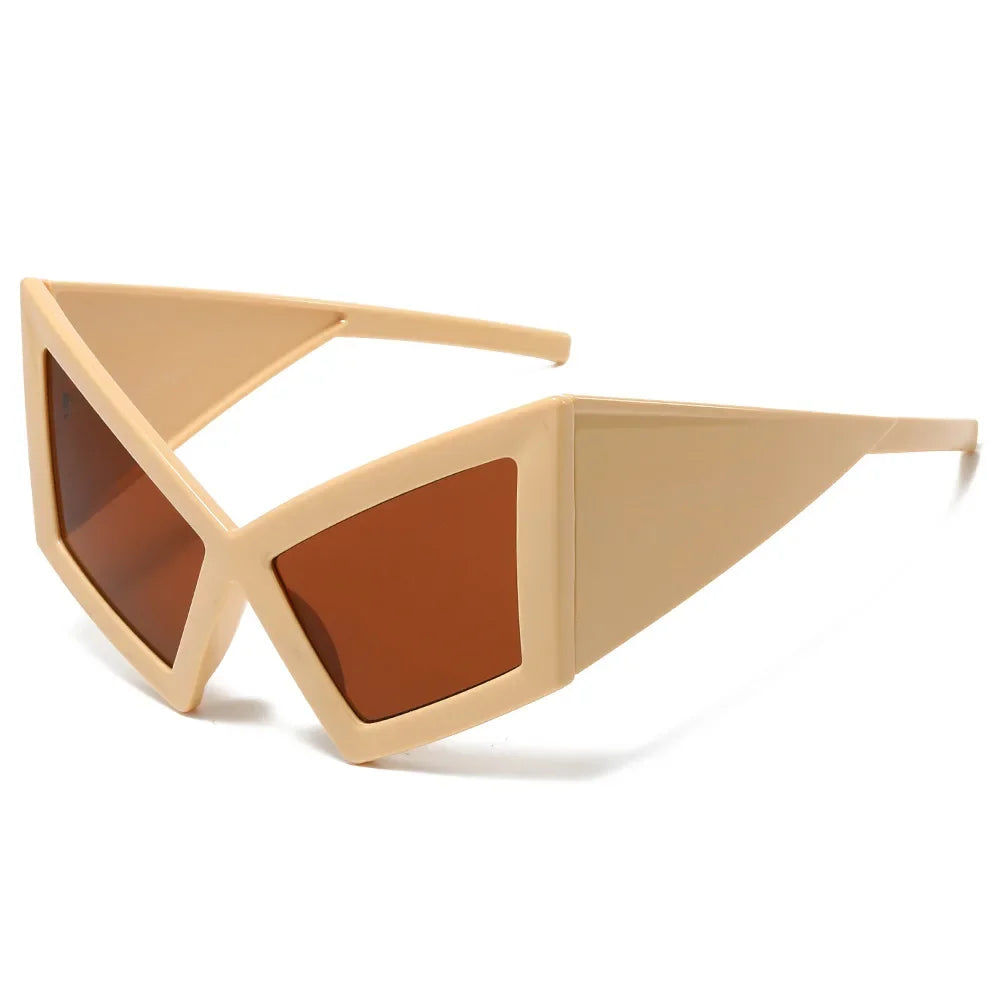 Fashion Oversized Cat Eye Sunglasses Women Red Shades UV400 Retro Gradient Men Wide Legs Sun Glasses