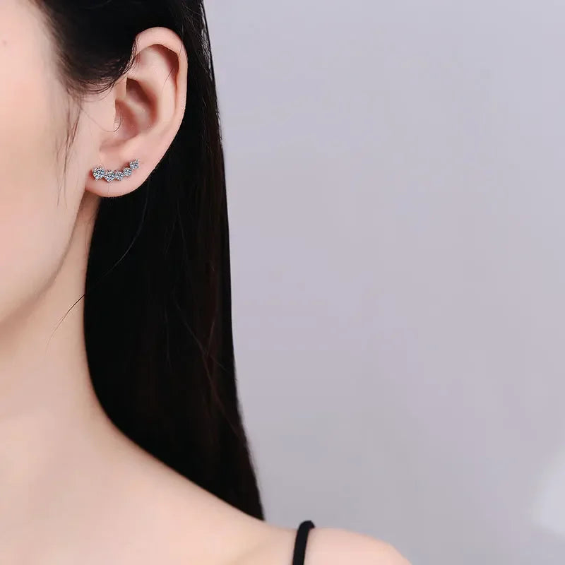 1.16cttw Gradient Gem Full Moissanite Stud Earrings for Women Sparkling Party Jewelry Earrings 925 Sterling Silver 100%