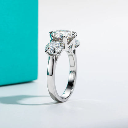5ct D Color Moissanite Three Stone Engagement Silver Ring 18k Gold Plated Promise Wedding Ring With Cer Jewelry