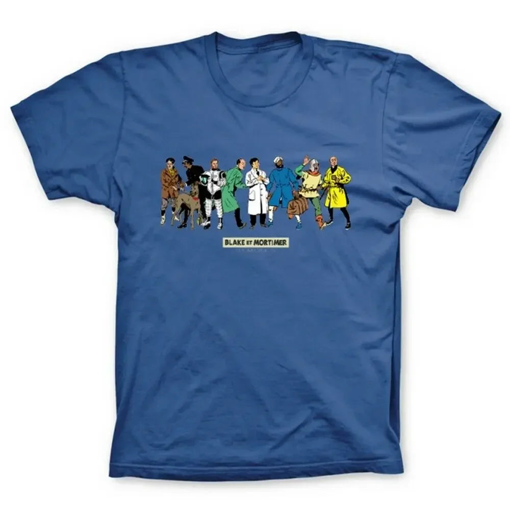 T-Shirt 100% Cotton Blake And Mortimer, Characters (Blue)