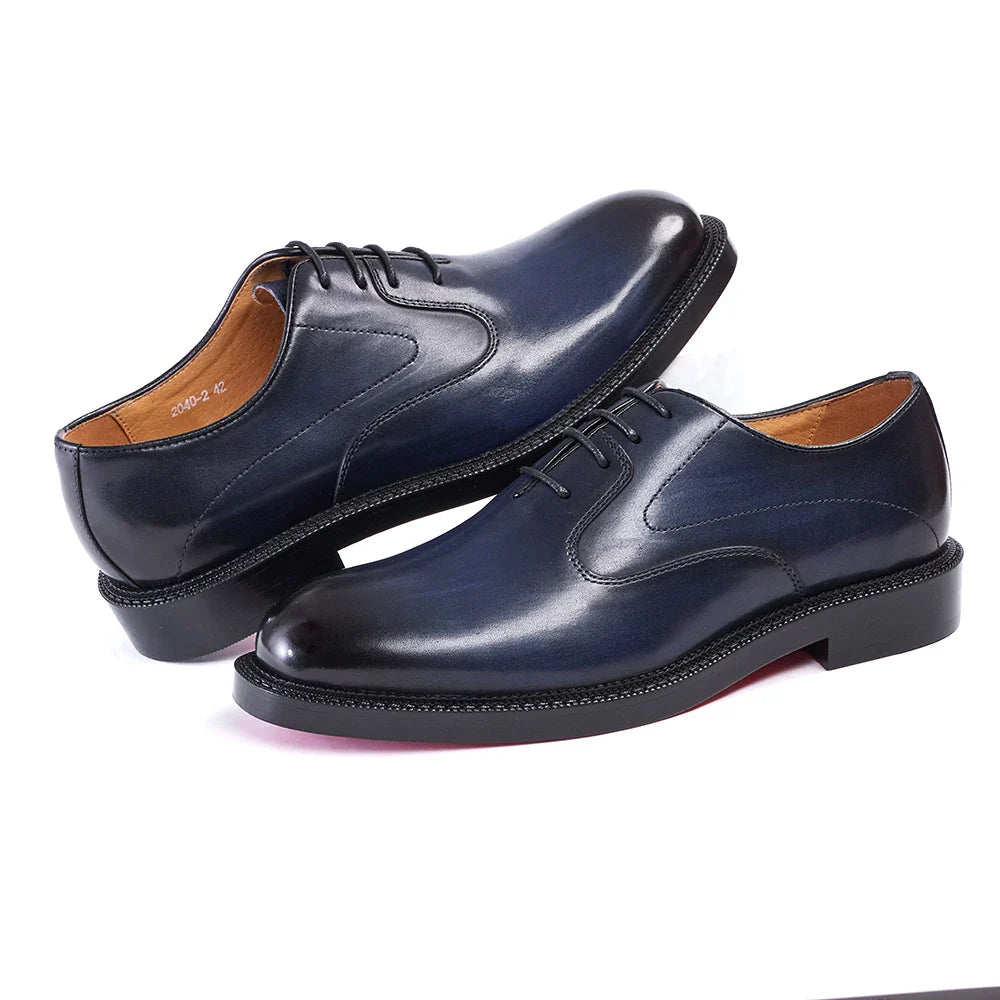 Fashion brand smooth Oxford shoes business formal leather shoes men's 2025 winter high heels wedding pointed office shoes