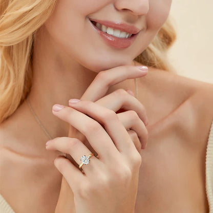 AU750 2.0CT Moissanite Ring Oval Cut Lab Diamond Solid 10K 14K 18K Gold For Women Engagement Bride Wedding Fine Jewelry