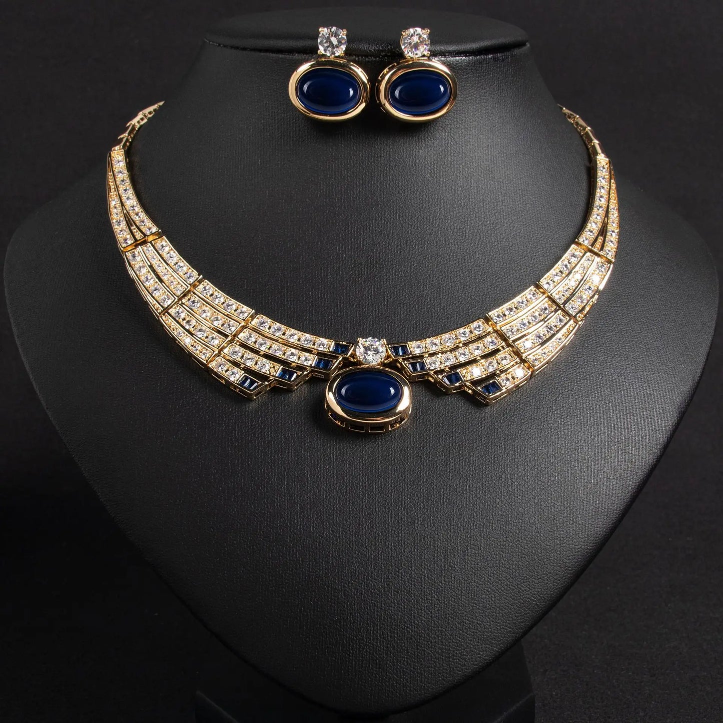 Conjunto de Joias 2 Peças Requintado Luxo Colar Brincos Femininos Vestido Festa Casamento Noiva Centenas de Acessórios Deslumbrantes M-371