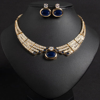 Conjunto de Joias 2 Peças Requintado Luxo Colar Brincos Femininos Vestido Festa Casamento Noiva Centenas de Acessórios Deslumbrantes M-371