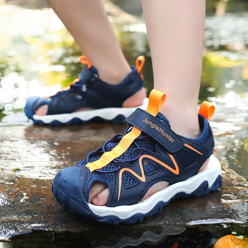 Kids Sports Sandals Closed Toe Summer Outdoor Water Shoes for Boys Girls Athletic Beach Sandials Non-slip Size 28-39