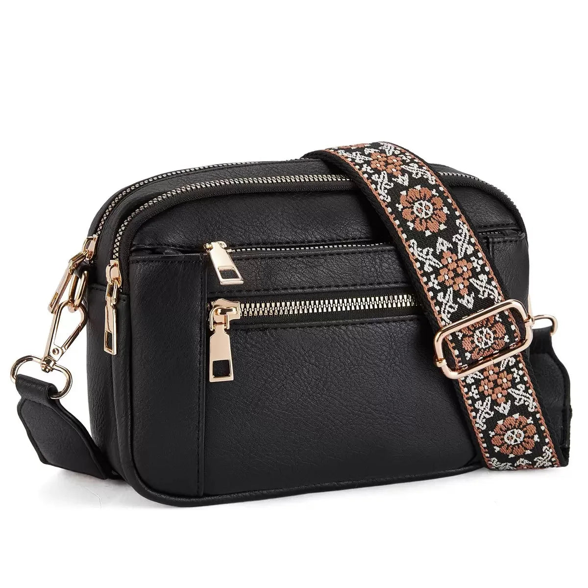 Ladies' Small Square Bag Two-tone Leather Crossbody Bag Large-capacity PU Crossbody Wallet Multi-functional Small Square Bag