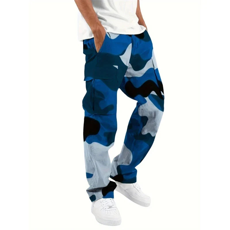 2024 Fashion camouflage overalls men's printing fashion outdoor overalls straight rope overalls men's clothingMen's pants casual