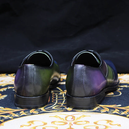 Luxury Men's Patent Leather Dress Shoes Alligator Pattern Oxford Brogue Lace-Up Formal Shoes for Office Wedding Party
