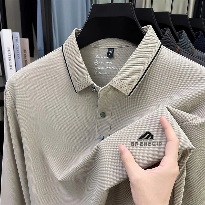 Men's long sleeved T-shirt shirt collar polo shirt 2025 spring autumn new casual wear horse logo