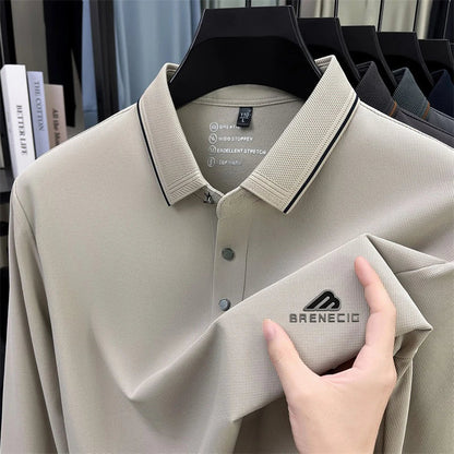 Men's long sleeved T-shirt shirt collar polo shirt 2025 spring autumn new casual wear horse logo
