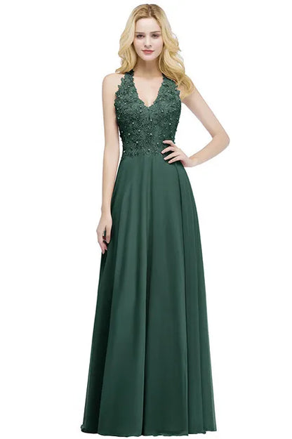 Dusty Pink Halter V-neck Lace Pearls Wedding Evening Dresses Long Dress Hollow Out Chiffon Elegant Party Dresses For Women 2024
