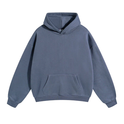 Thick 350gsm Fleece Hooded Hoodies For Men Unisex Winter Oversized Loose Basic Solid Sweatshirts Pullovers Coats HY0631
