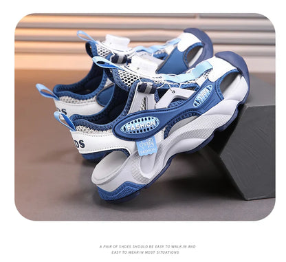 Summer Breathable Children's Sandals 5-16Y Boys' Fashion Beach Water Shoes Non Slip Outdoor Soft Bottom Sports Sandal Shading