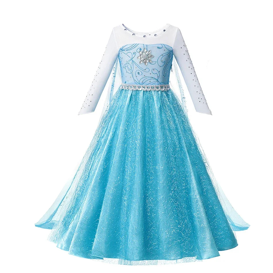 Cinderella Cosplay Costume Kids Clothes for Girls Sequins Princess Dress with Crown Gloves Birthday Party Ball Gown 2-10 Years