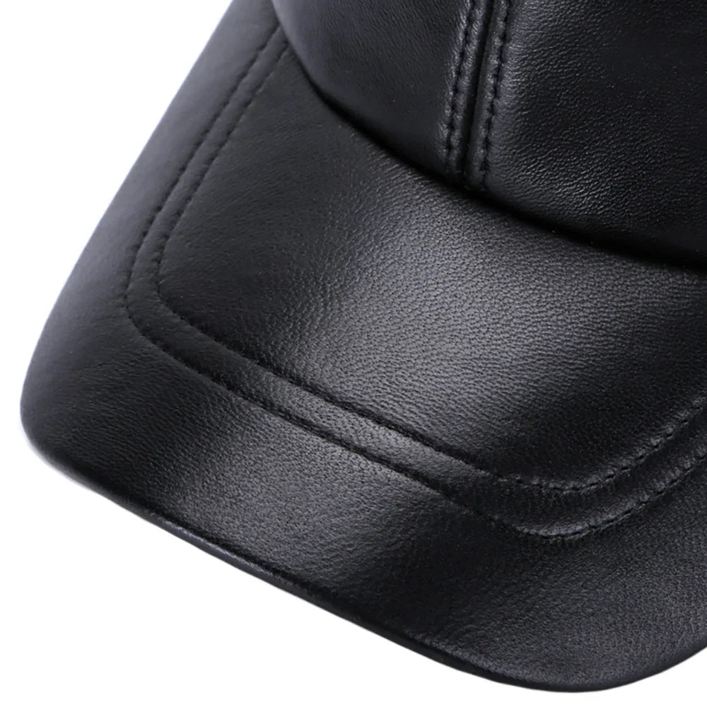 New 2026 Street Hip Hop Hat Leather Hat Fashion Adult Leather Hat Men's Warm Leather Baseball Cap Male Men Outdoor Windproof Hat