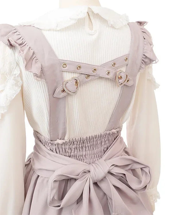 Japanese Liz Mine Mass Production Detachable Suspender Skirt Spring and Autumn Heart Cross Suspender Back Bow Straps Skirt