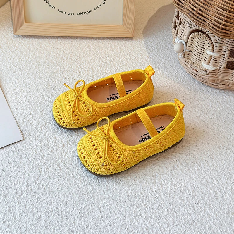 Kids Sandals for Girls Summer New Non-slip Sole Toddler Beach Vacation Shoes with Cute Bowtie Princess Ballet Mary Jane Flats