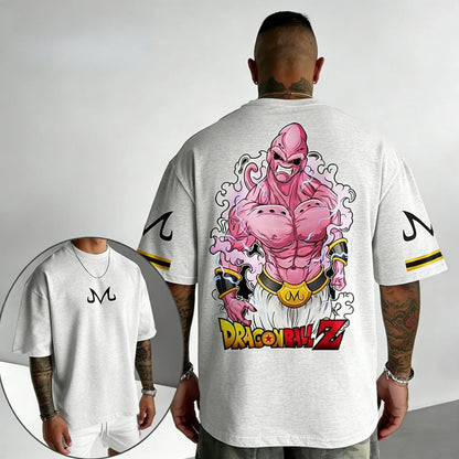 Anime Cotton T-shirt Summer New Majin Buu Printed Men's and Women's Trendy Loose Casual Short Sleeve Top