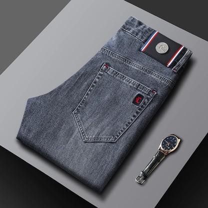 2026 New Men's Slim Fit Straight Leg Jeans European Style Versatile Business Casual Stretchy Long Pants