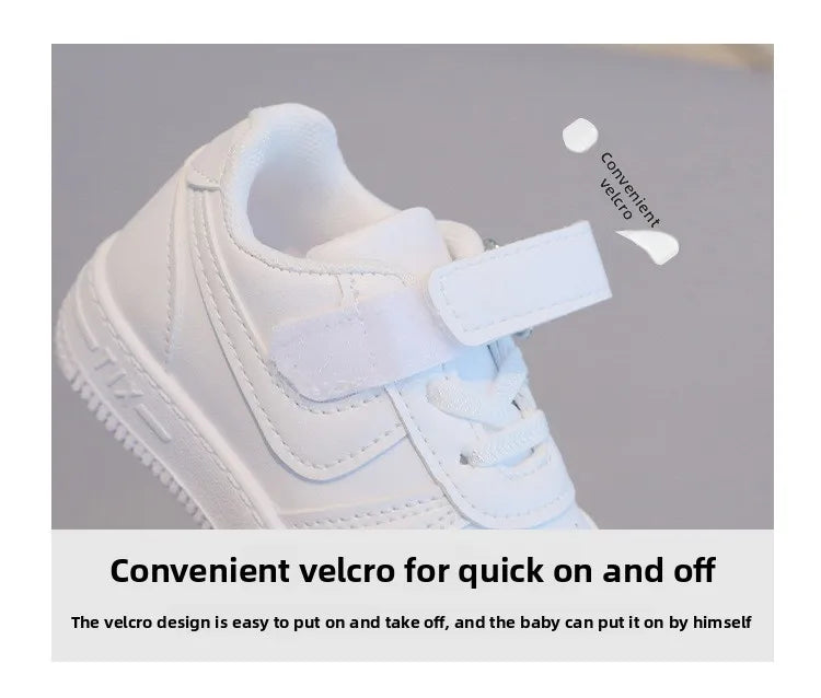 Tenis Sneakers Kids Spring/Autumn New Boys Girls Sports Shoes Casual Board Shoes Leather Soft Soled Children Small White Shoes