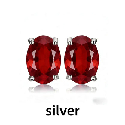 Rose Gold Yellow Gold Plated Oval Natural Amethyst Citrine Garnet Topaz Peridot 925 Sterling Silver Earrings for Women