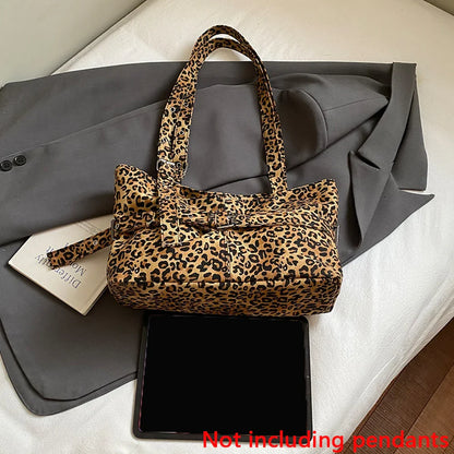 Casual Large-Capacity Leopard Print Women's Bag New Lightweight Versatile Shoulder Bag Relaxed Commuting Tote Bag