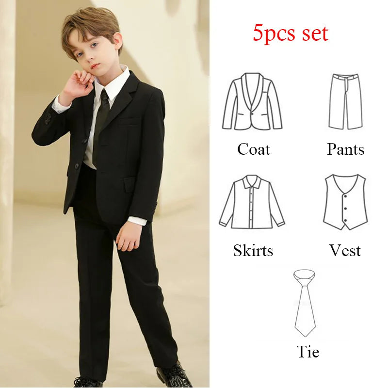 Spring Autumn Children Boy Wedding Suit Teenager Kids Formal Elegant Suits For Boy 1-14  Years Boys Suits Outfits Set