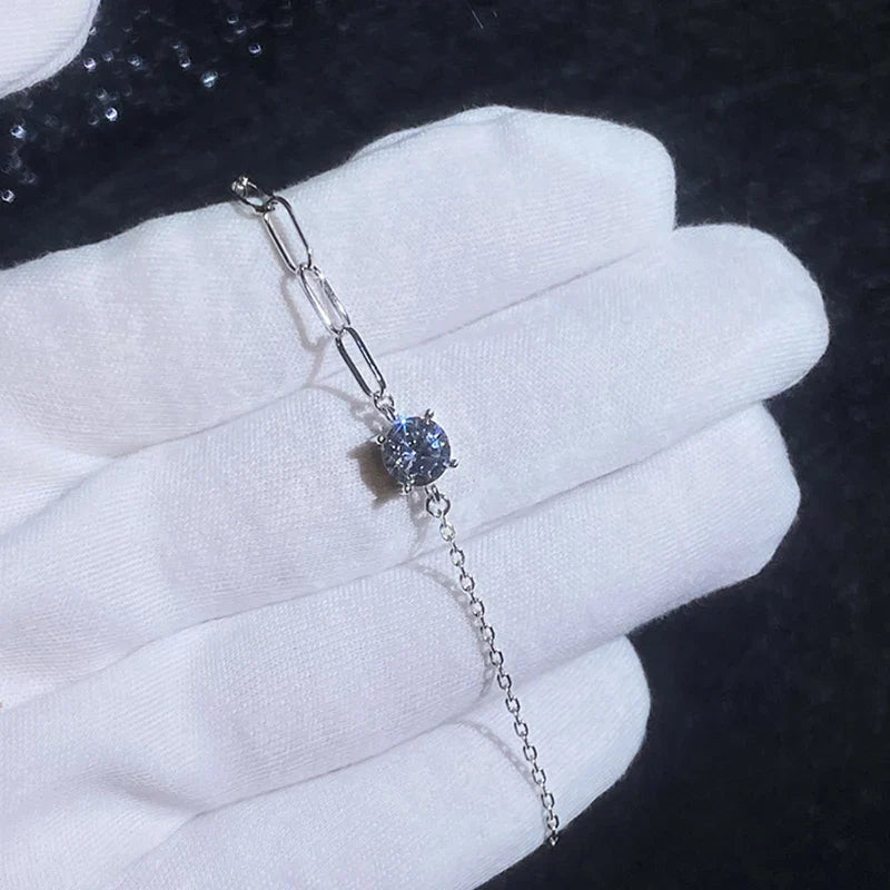 Dainty Full 2/2.5/3mm D Color Moissanite Diamond Link Bracelet for Woman 925 Silver Plated 18k Adjustable Chain Bracelets
