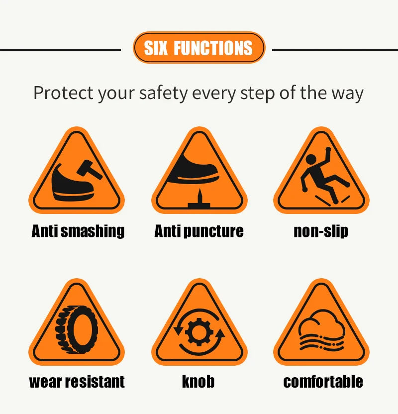 Men's Safety Shoes with Button Design Steel Toe Anti- Crush Resistant And Slip-Resistant Outsole for Outdoor Workshop Workwear