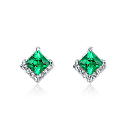 Real 1CT Laboratory Cultivation Emerald Earrings for Women 100% 925 Sterling Silver Diamond Fine Jewelry Gift Wholesale
