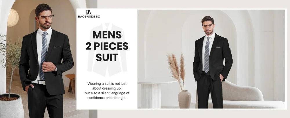 Men's black tailcoat two-piece set | Groom's wedding formal suit (jacket+trousers) Evening gown Business casual sports version