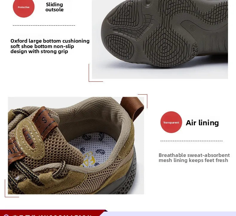 Men's Labor Protection Shoes Steel Toe Caps Lightweight Anti Slip Safety Work Shoes Anti Piercing Smashing Functions