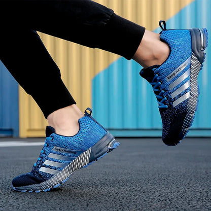 Men's and women's flying mesh surface spring summer breathable casual sports shoes flat vulcanized couple running big size48