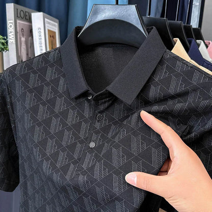 Hot Luxury Brand Man Short-Sleeved Polo Shirt Button Lapel European American Style Spring New T-Shirt Casual Fashion Men's Wear