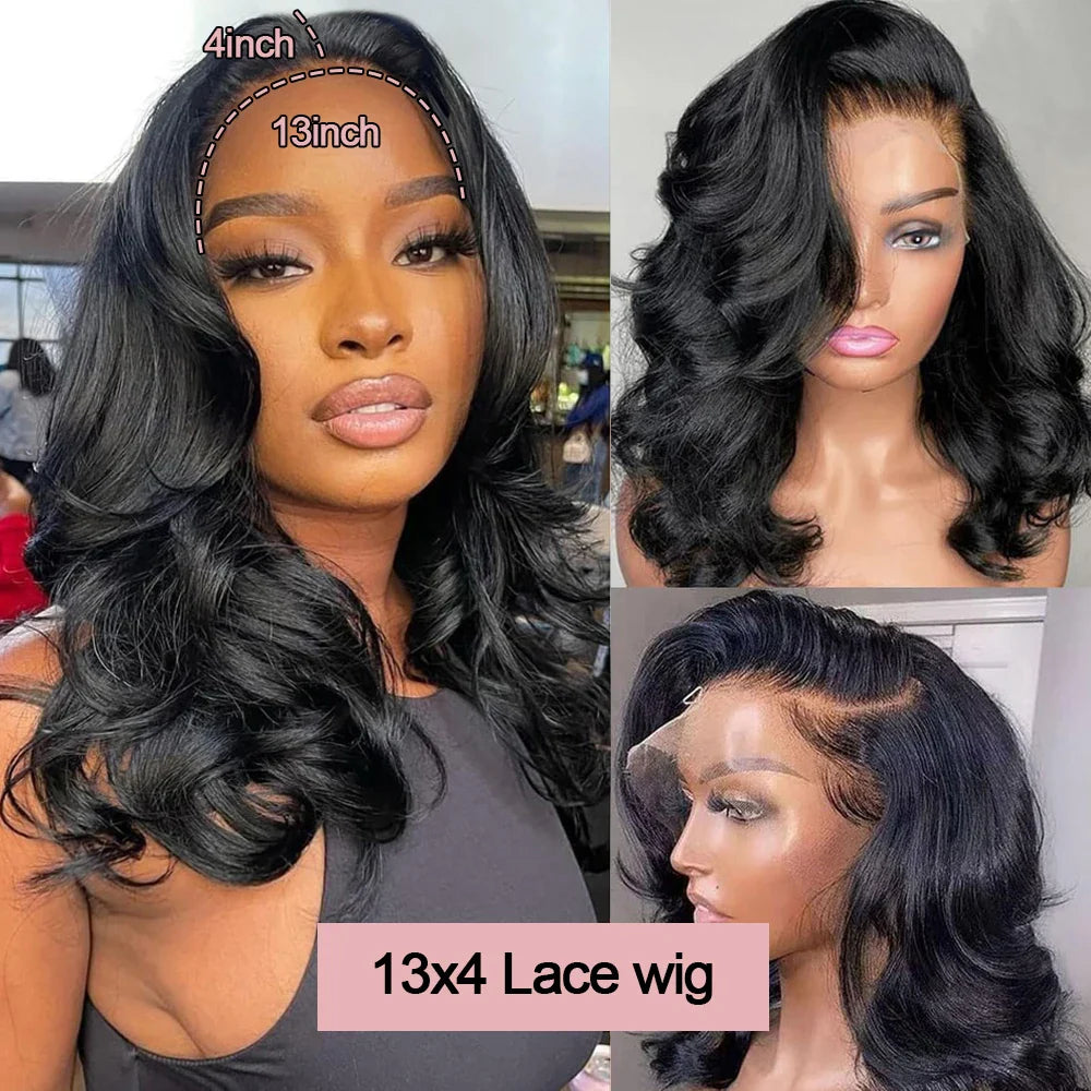 13x6 Glueless HD Lace Front Wig Body Wave Brazilian Human Hair Pre Cut Lace Short Bob Pre Plucked For Black Women Ready To Wear