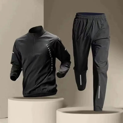 Korean Casual Sports Suit Men's and Youth Sportswear Sets Breathable Running Suit Long Sleeve Pants Fitness Basketball Suit