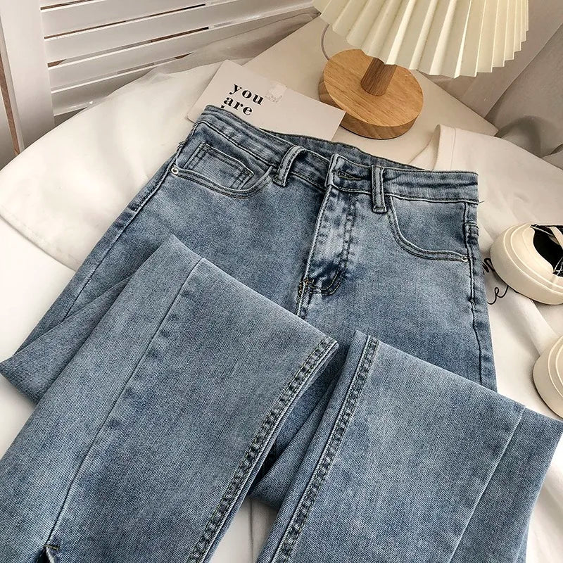 High Waist Boot Cut Pants Fashion Female All-Match Split Flared Jeans