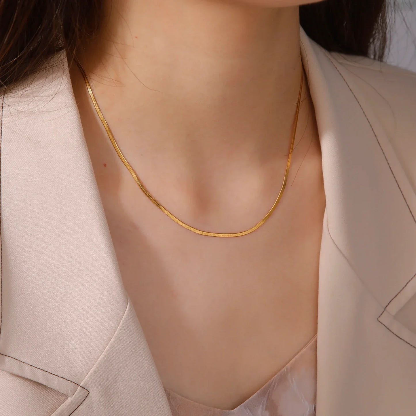 Stainless Steel Snake Chain Necklace for Women Men Gold Color Herringbone Choker Neck Chains 2026 Trend Jewelry Gift Hot
