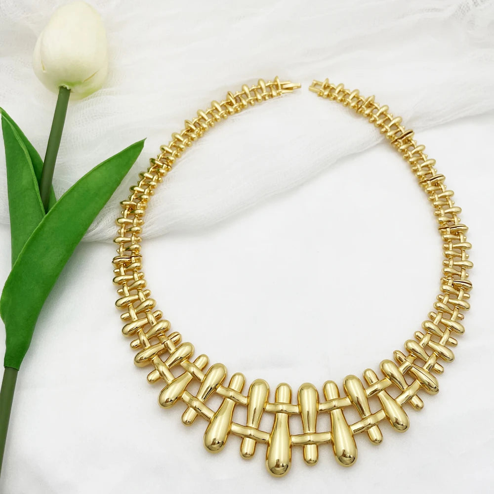 Women Necklace Earrings Bracelet Ring Jewelry Set Luxury Design Dubai 18K Gold Plated Wedding Party Jewellwey Gift