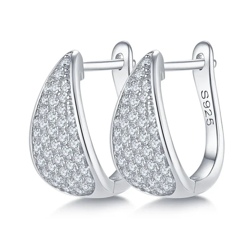 Full D Color Moissanite Earrings 925 Sterling Silver for Women Lab Diamond Plated White Gold Earrings Wedding Jewelry