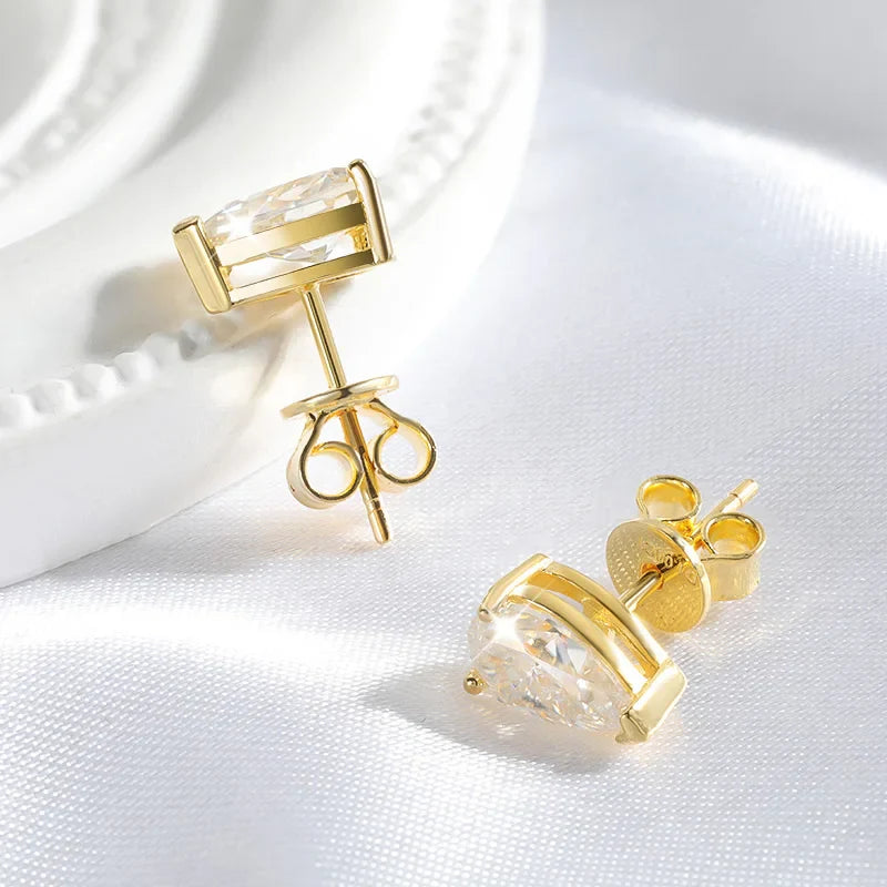 1CT 2CT 4CT Pear Cut Moissanite Stud Earrings for Women Sparkling Solitaire Jewelry 925 Sterling Silver Valentine Gift
