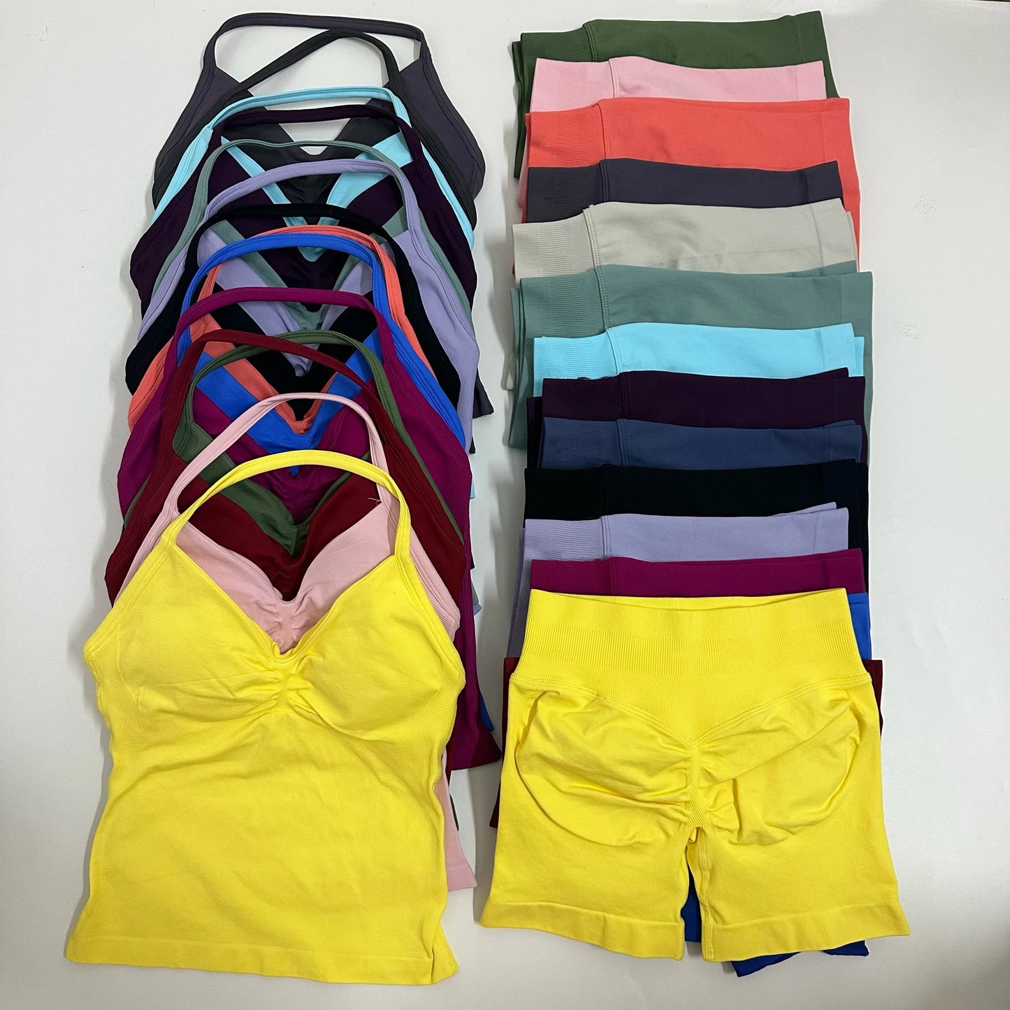 Yoga Set Women Padded Halter Tank Top Scrunch Butt Lifting Gym Shorts Set Summer Sportswear Workout Clothes