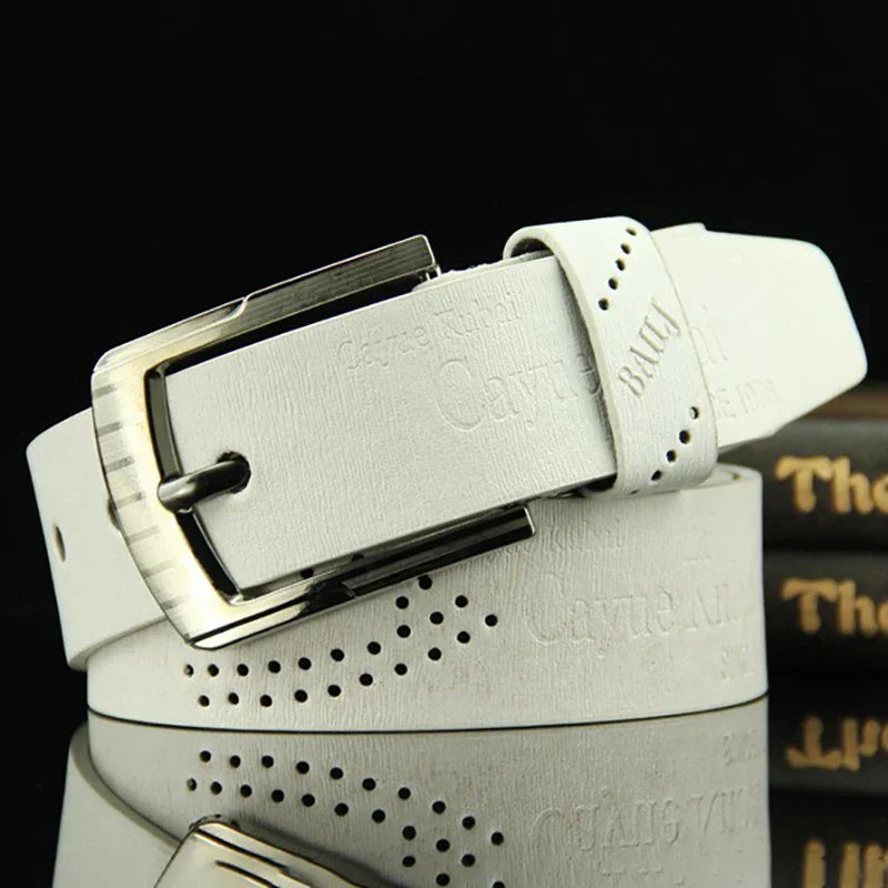 Fashion Luxury Belt For Men PU Leather Belts Metal Pin Buckle High Quality Famous Brand Designer Waist Strap Belts 110cm Length