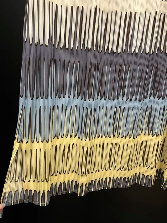 Miyake Pleated Striped Half Skirt 2025 Summer New Fashion Temperament Loose Thin Design Half Skirt