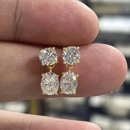 3cttw  Certified Oval/Round Cut Moissanite Diamond Drop Earrings for Women 100% 925 Sterling Silver Stud Earring Fine Jewelry