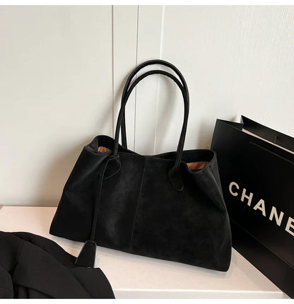 Faux Suede Solid Color High Quality Fashionable Versatile Handbag 2025 Women's Product Hot Selling  Large Capacity Shoulder Bag