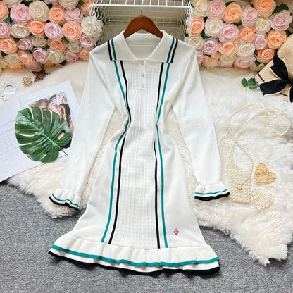Fashion Women Knitted Mini Dress Ins Hot Sexy Package Hips Ruffled Party Dress Streetwear Lady Outfits Vestidos