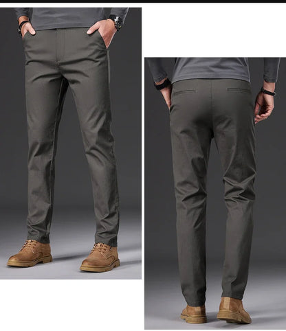 97% Cotton Classic Men's Casual Pants New Soft Cozy Elasticity Straight Business Trousers Fashion Branded Clothing Size 28-38