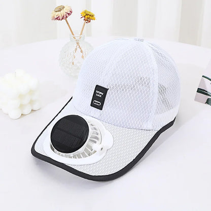 Outdoor Mesh Cap Solar Powered Charging Fan Cap Summer New Style Breathable Sunshade Sun Protection men's women's Adults Mz126